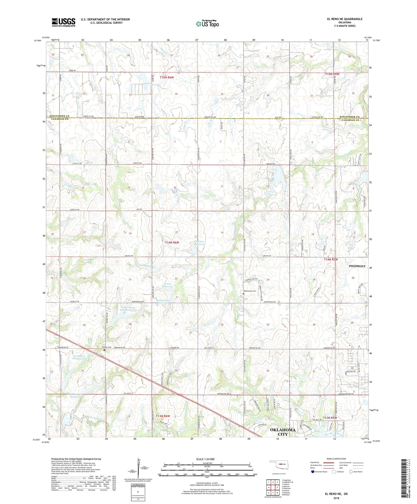 El Reno NE Oklahoma US Topo Map Image