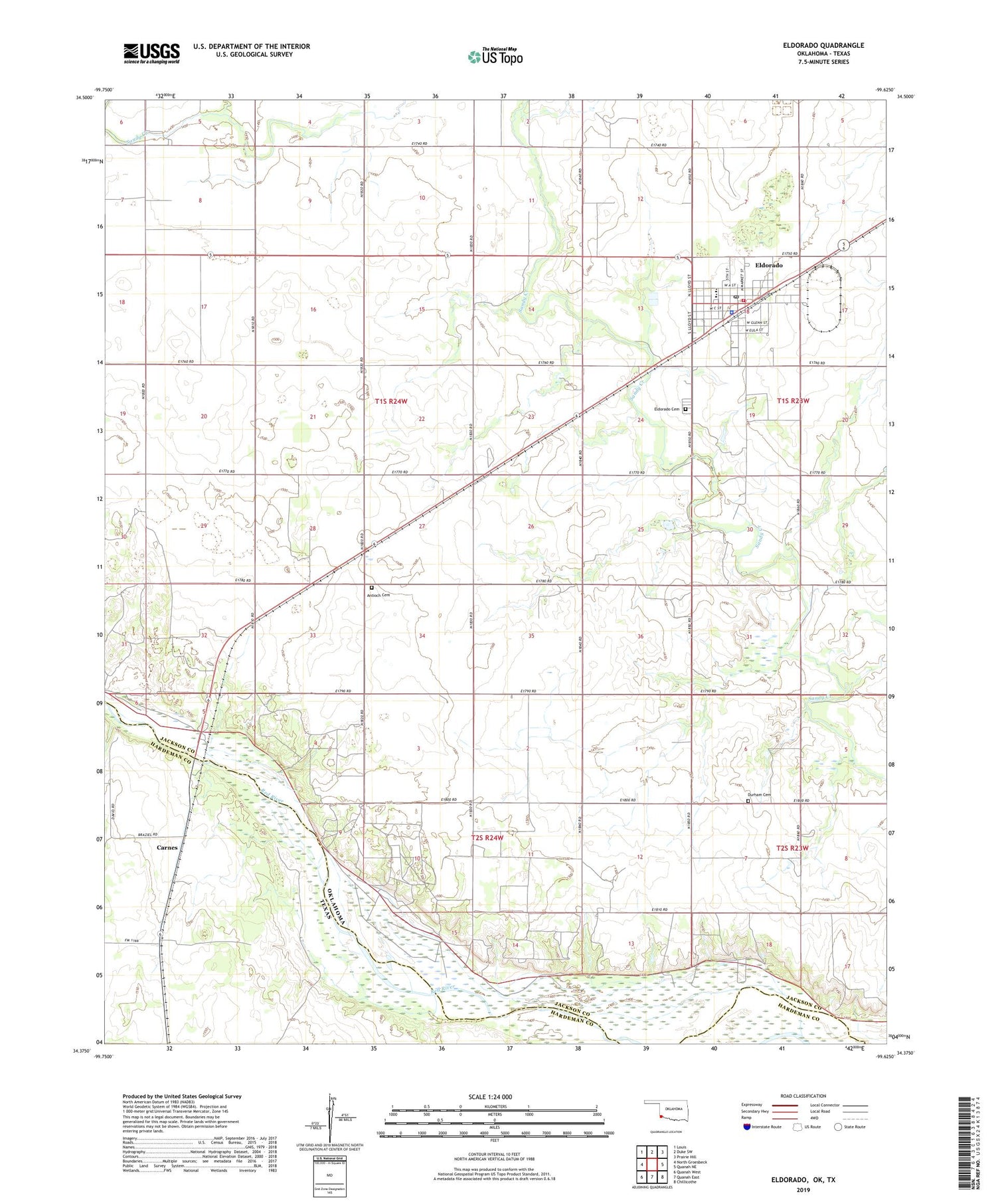 Eldorado Oklahoma US Topo Map Image