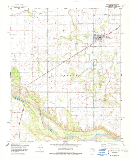 Classic USGS Eldorado Oklahoma 7.5'x7.5' Topo Map Image