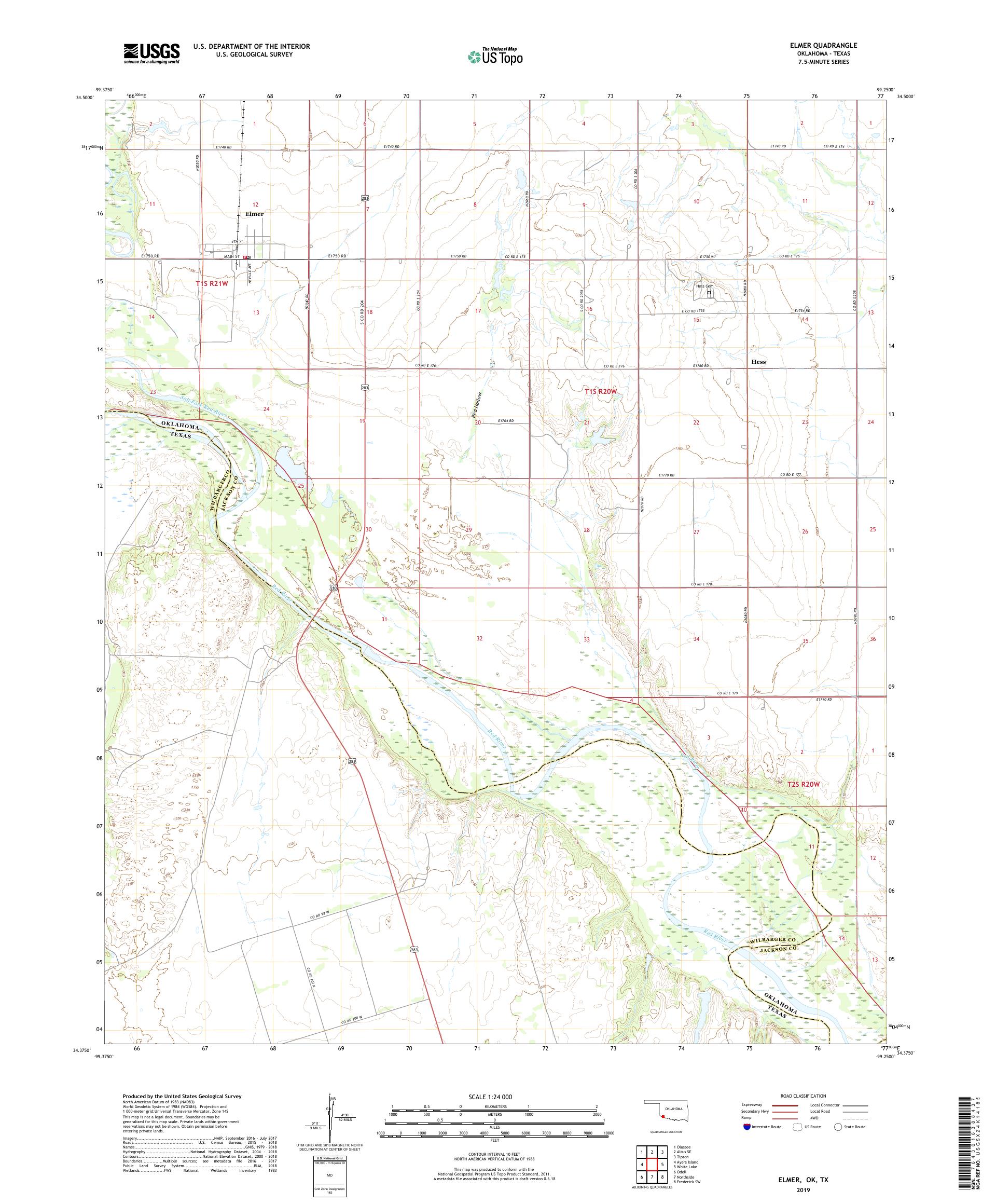 Elmer Oklahoma US Topo Map – MyTopo Map Store