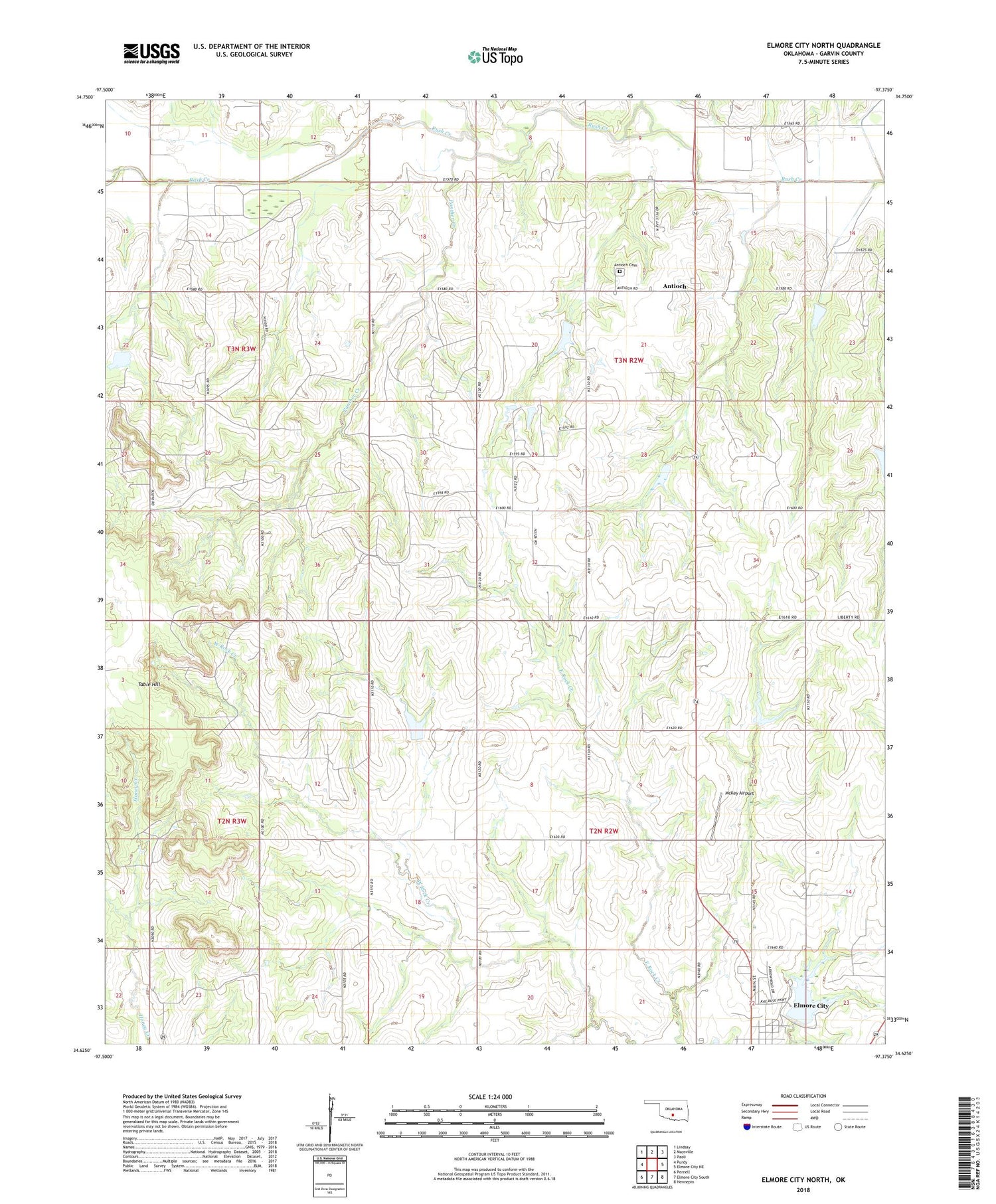 Elmore City North Oklahoma US Topo Map Image