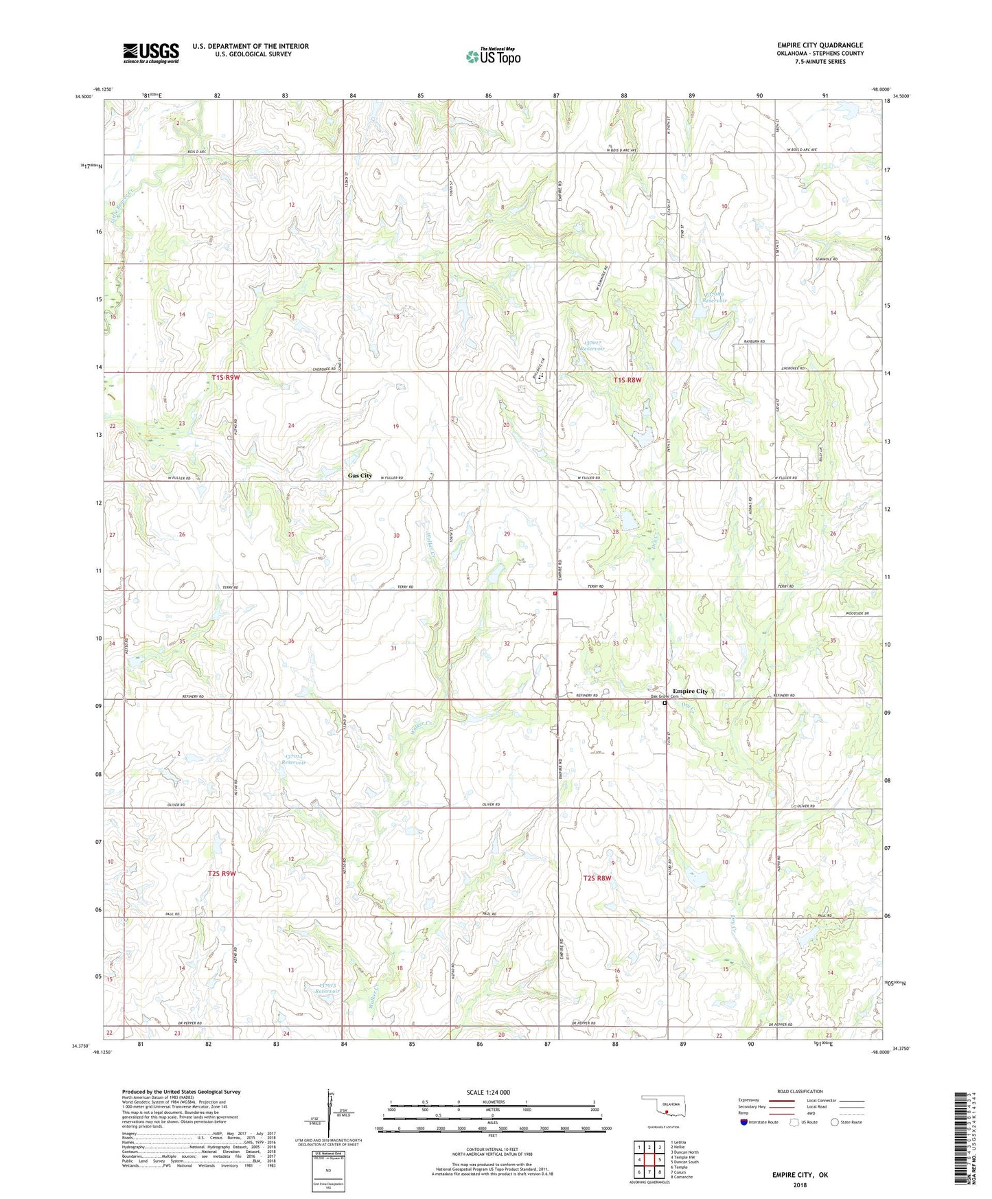 Empire City Oklahoma US Topo Map Image