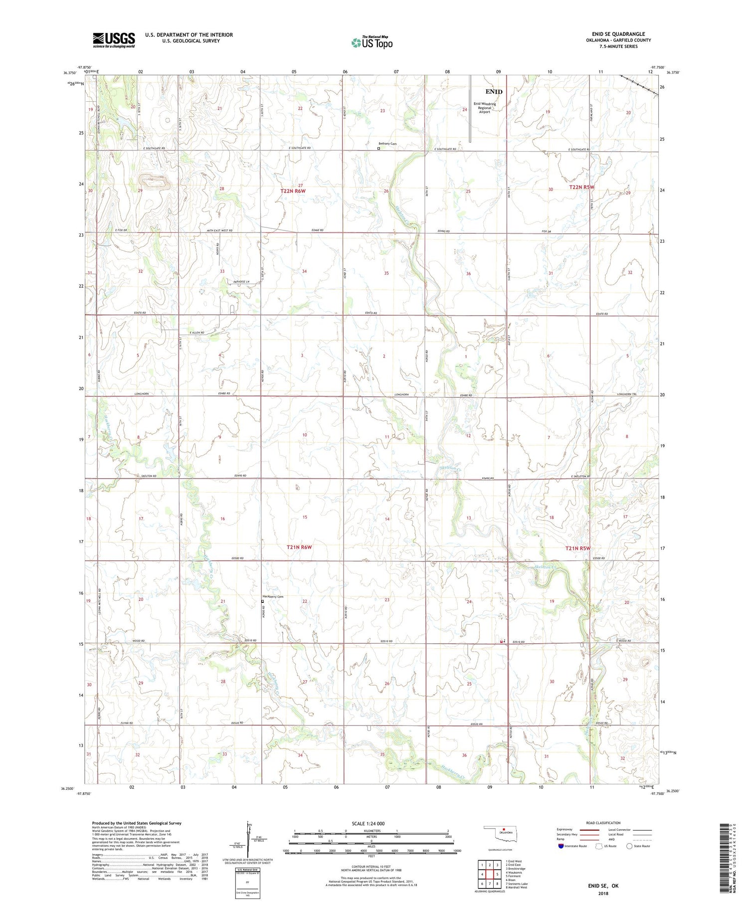 Enid SE Oklahoma US Topo Map Image