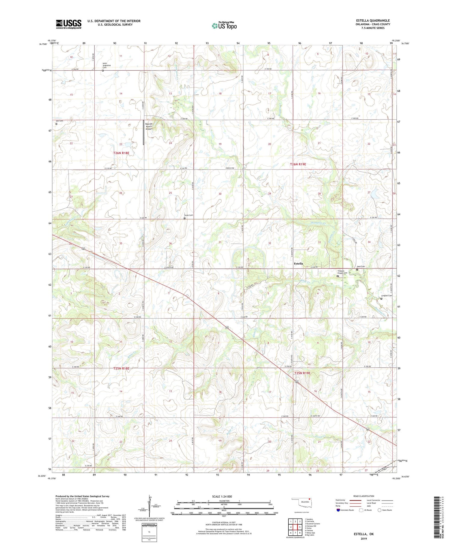 Estella Oklahoma US Topo Map Image