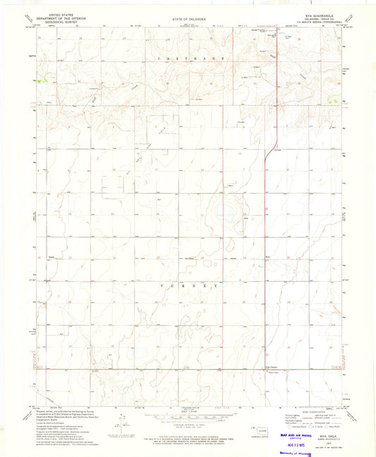 Classic USGS Eva Oklahoma 7.5'x7.5' Topo Map Image