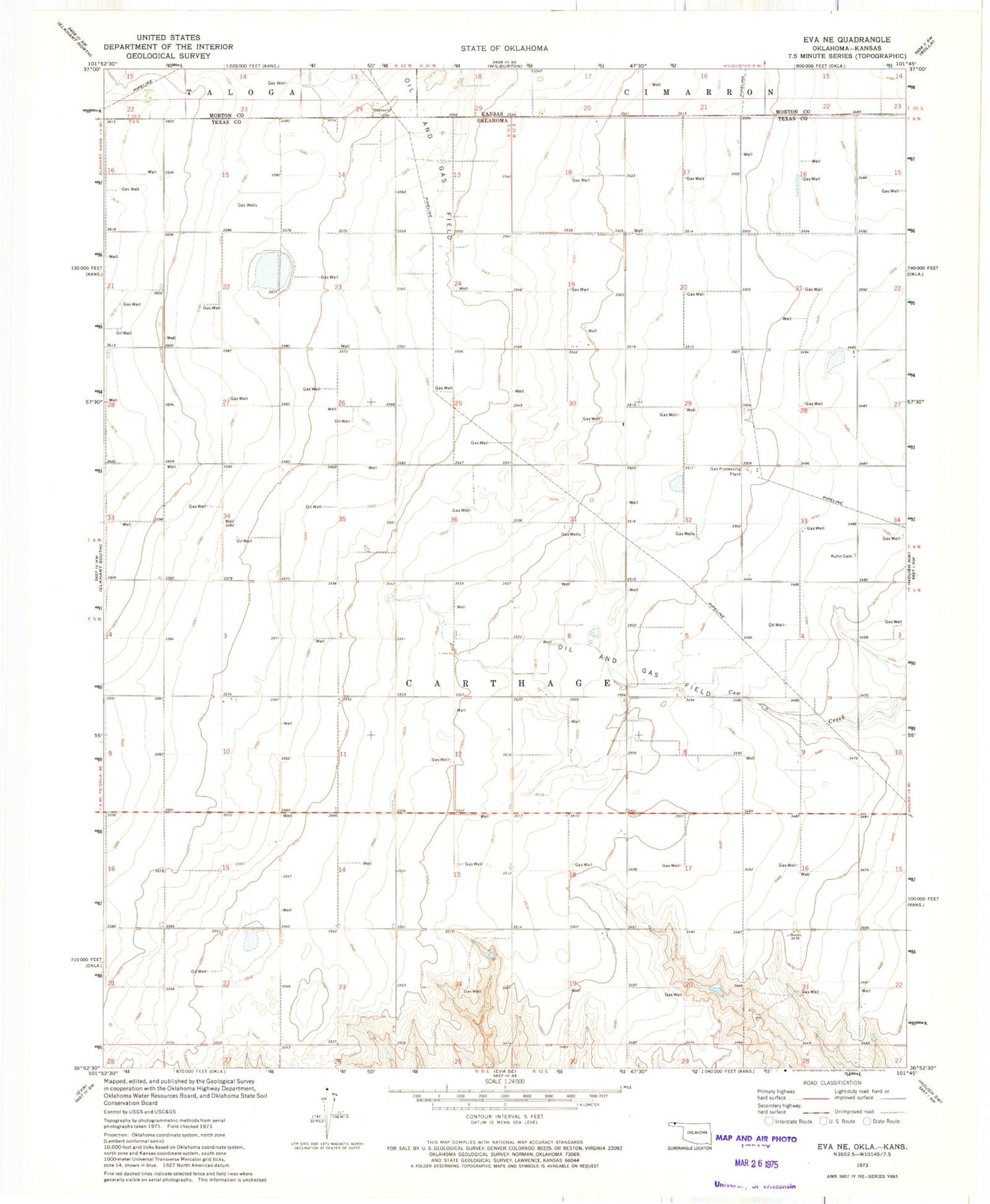 Classic USGS Eva NE Oklahoma 7.5'x7.5' Topo Map Image