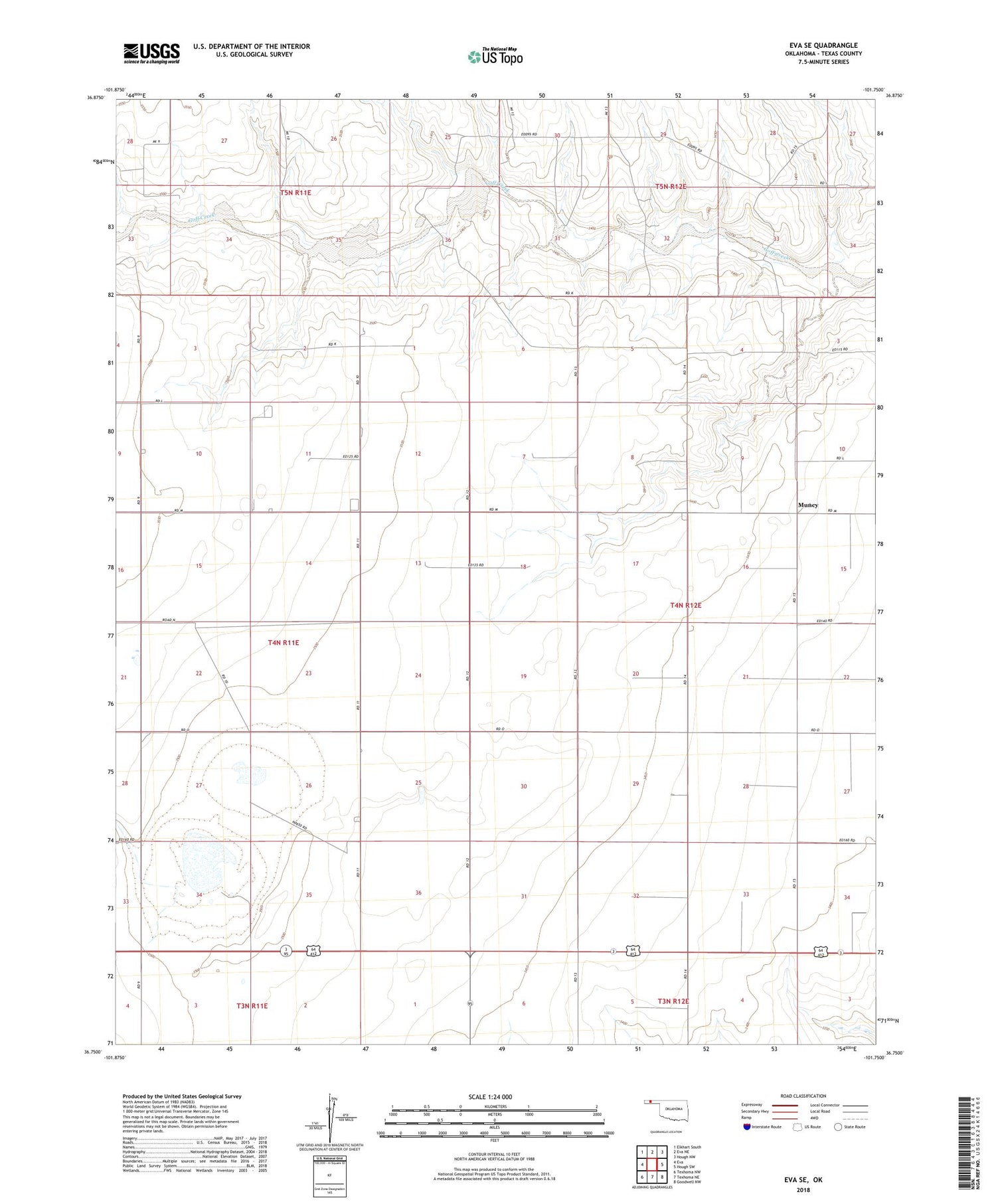 Eva SE Oklahoma US Topo Map Image