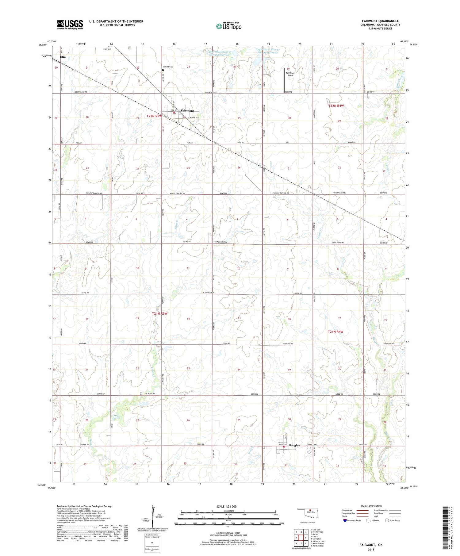 Fairmont Oklahoma US Topo Map Image