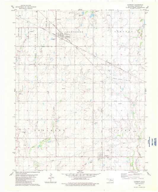 Classic USGS Fairmont Oklahoma 7.5'x7.5' Topo Map Image