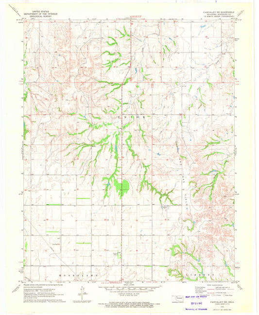 Classic USGS Fairvalley SW Oklahoma 7.5'x7.5' Topo Map Image