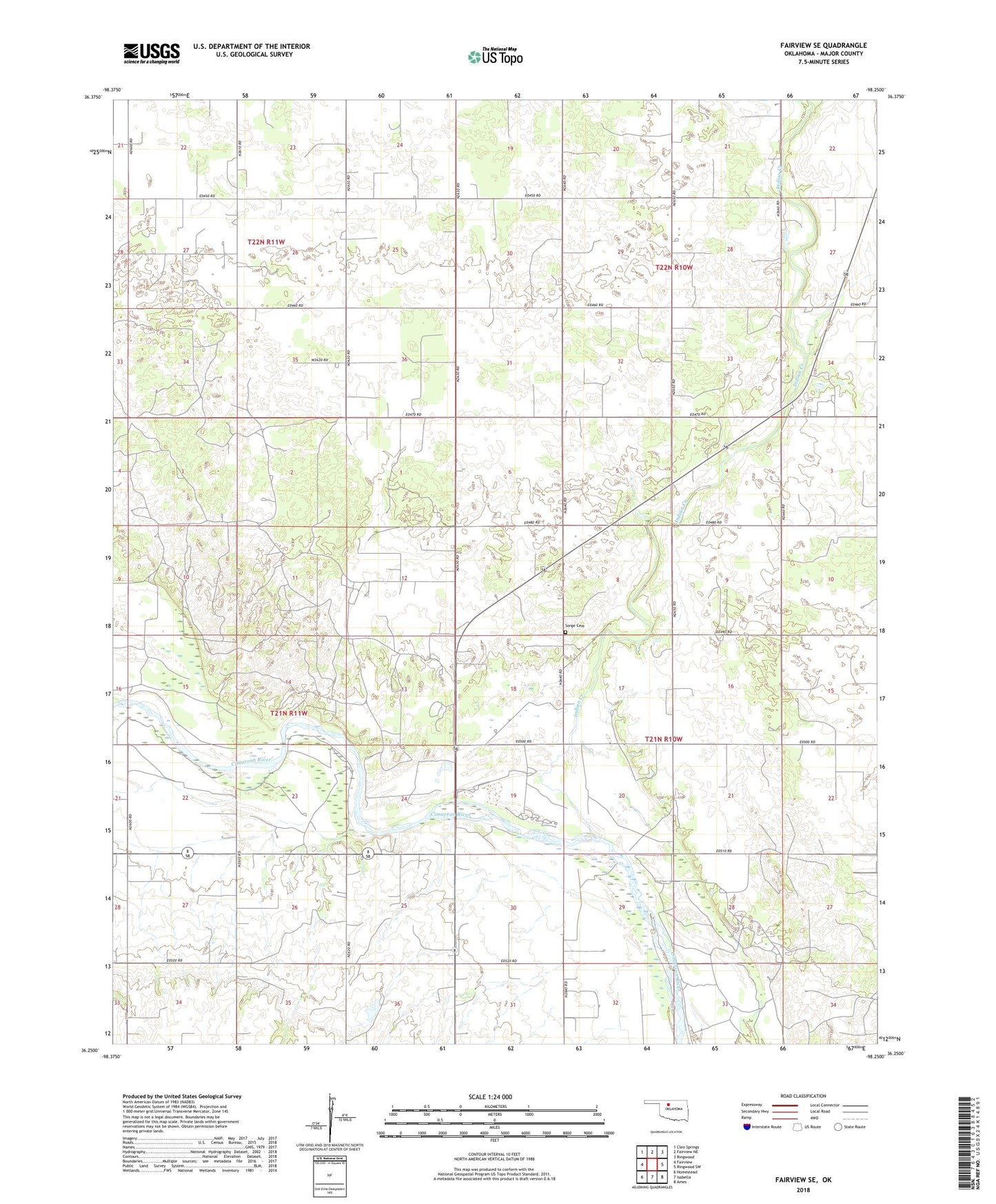 Fairview SE Oklahoma US Topo Map Image