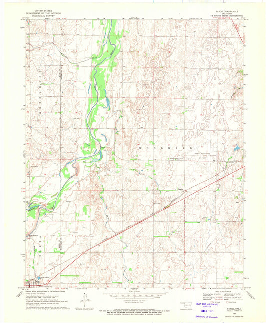 Classic USGS Fargo Oklahoma 7.5'x7.5' Topo Map Image
