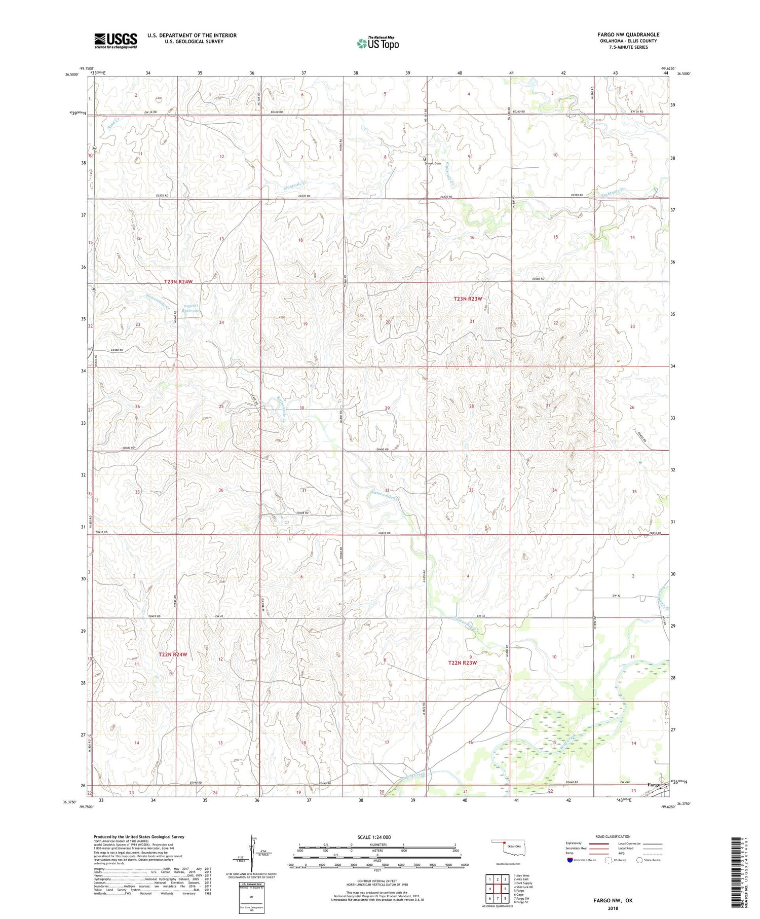 Fargo NW Oklahoma US Topo Map Image