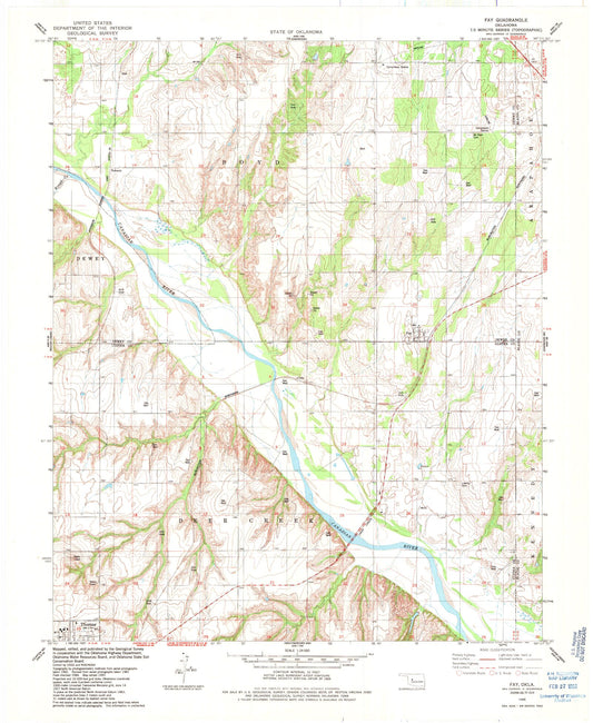 Classic USGS Fay Oklahoma 7.5'x7.5' Topo Map Image