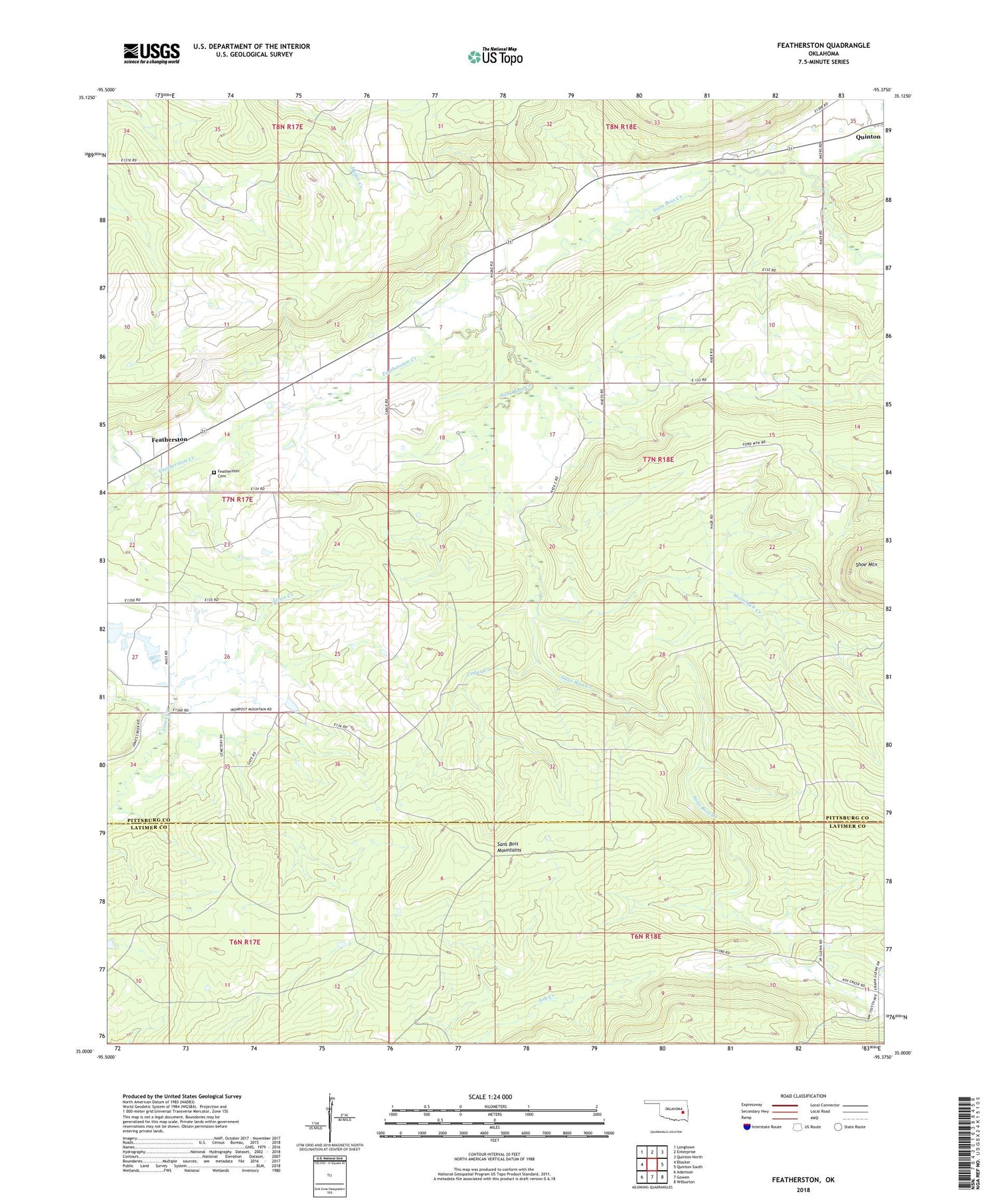 Featherston Oklahoma US Topo Map Image