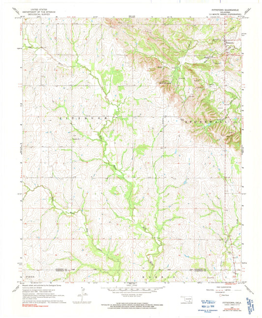 Classic USGS Fittstown Oklahoma 7.5'x7.5' Topo Map Image