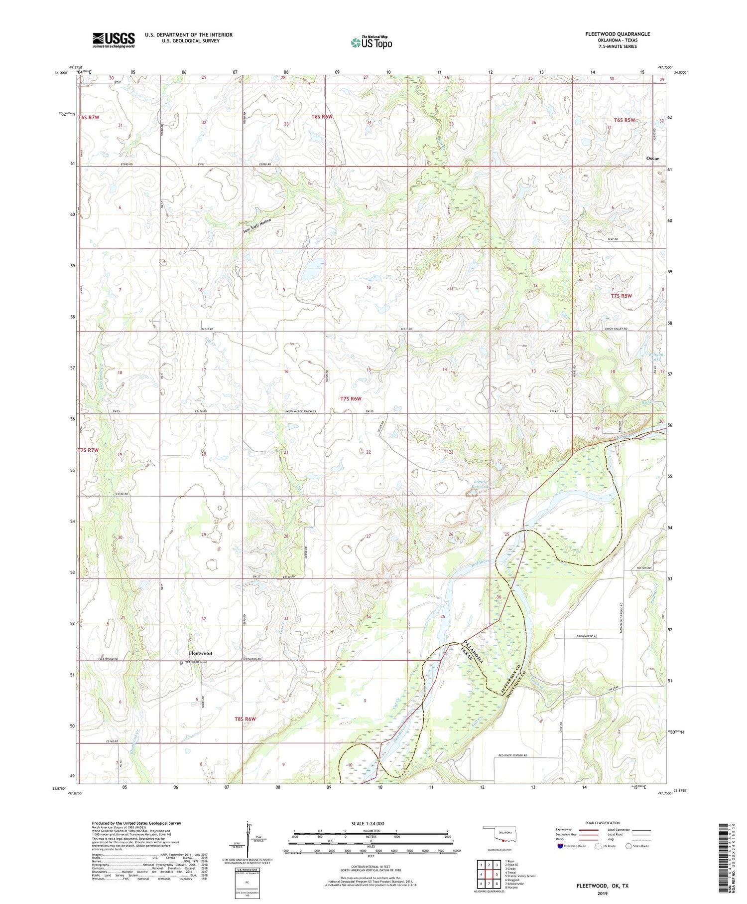 Fleetwood Oklahoma US Topo Map Image