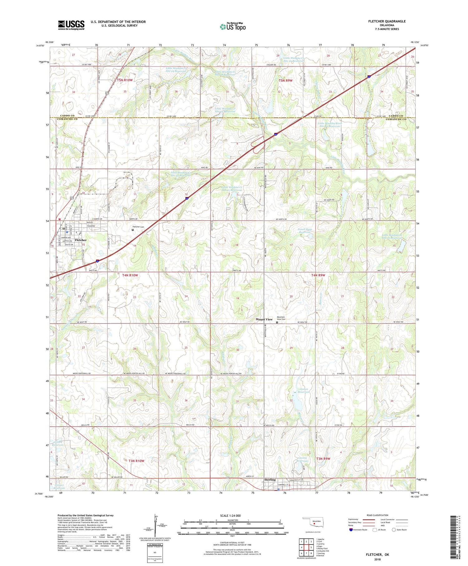 Fletcher Oklahoma US Topo Map Image