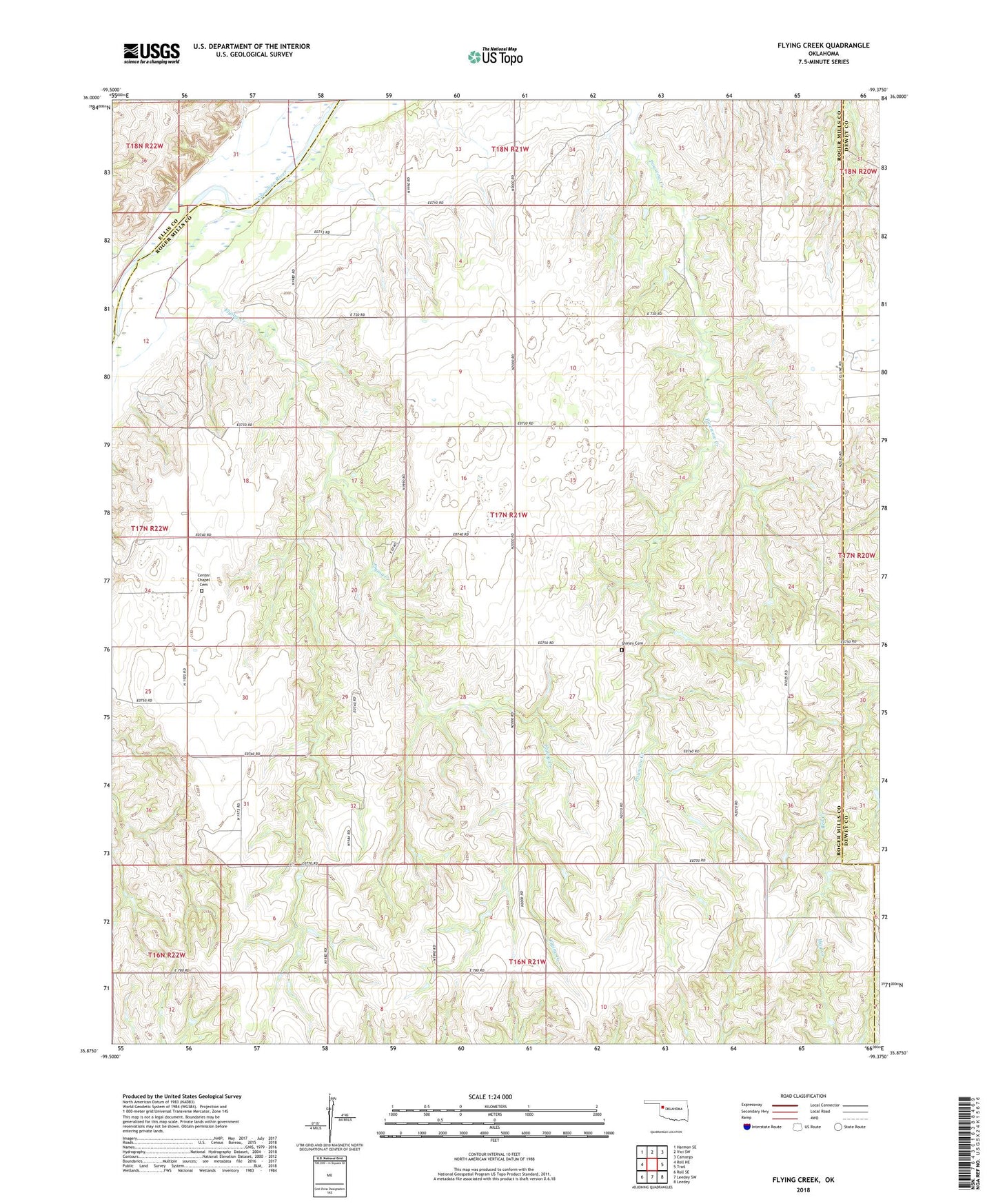 Flying Creek Oklahoma US Topo Map Image