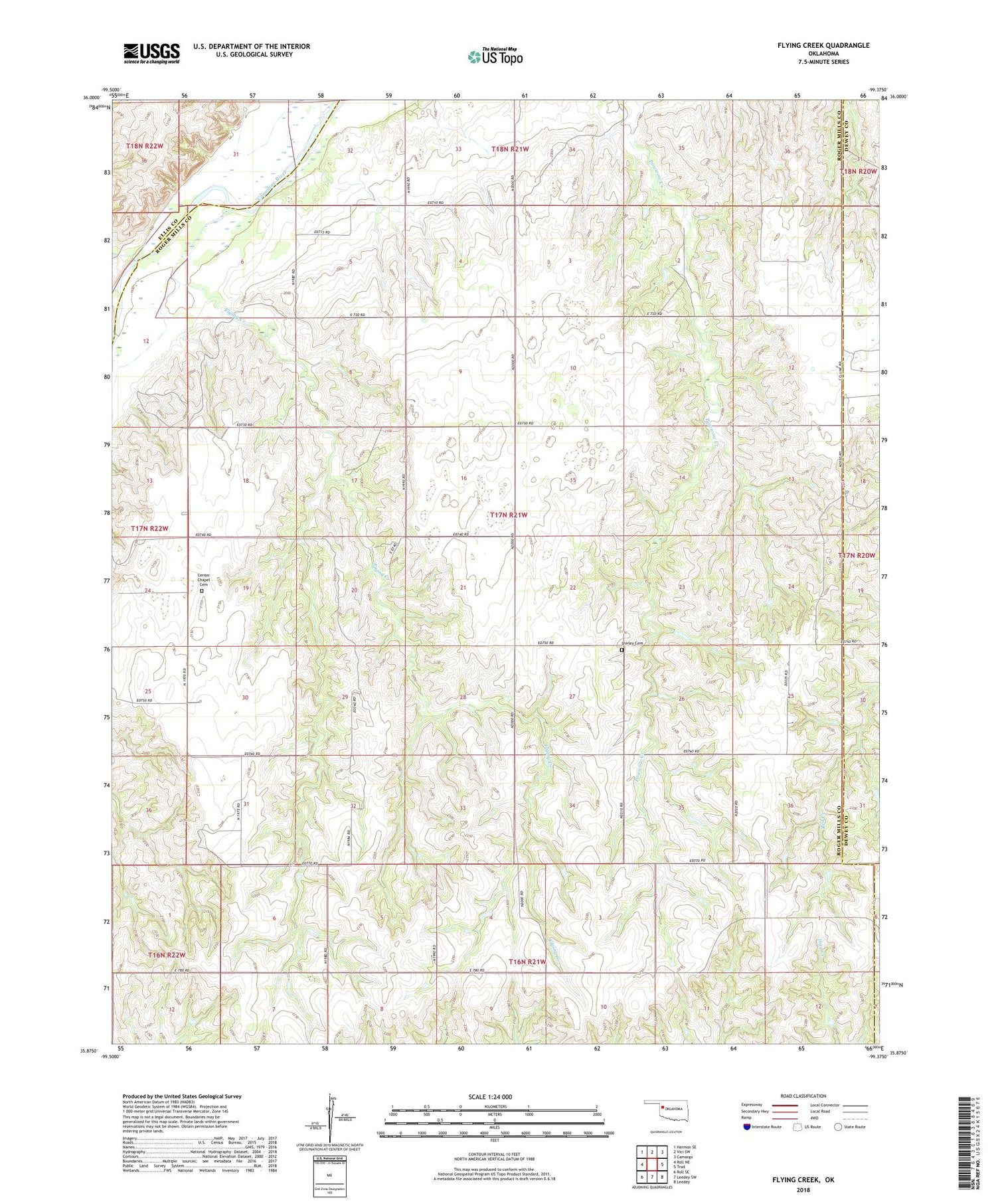 Flying Creek Oklahoma US Topo Map Image