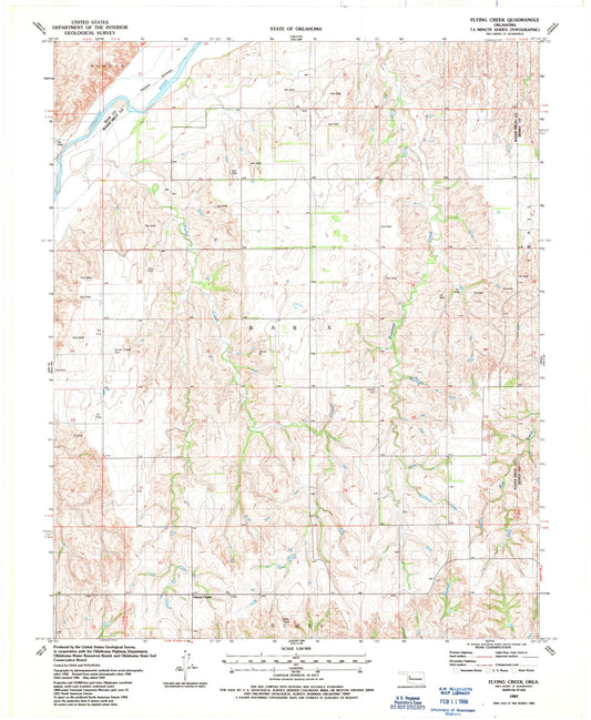 Classic USGS Flying Creek Oklahoma 7.5'x7.5' Topo Map Image