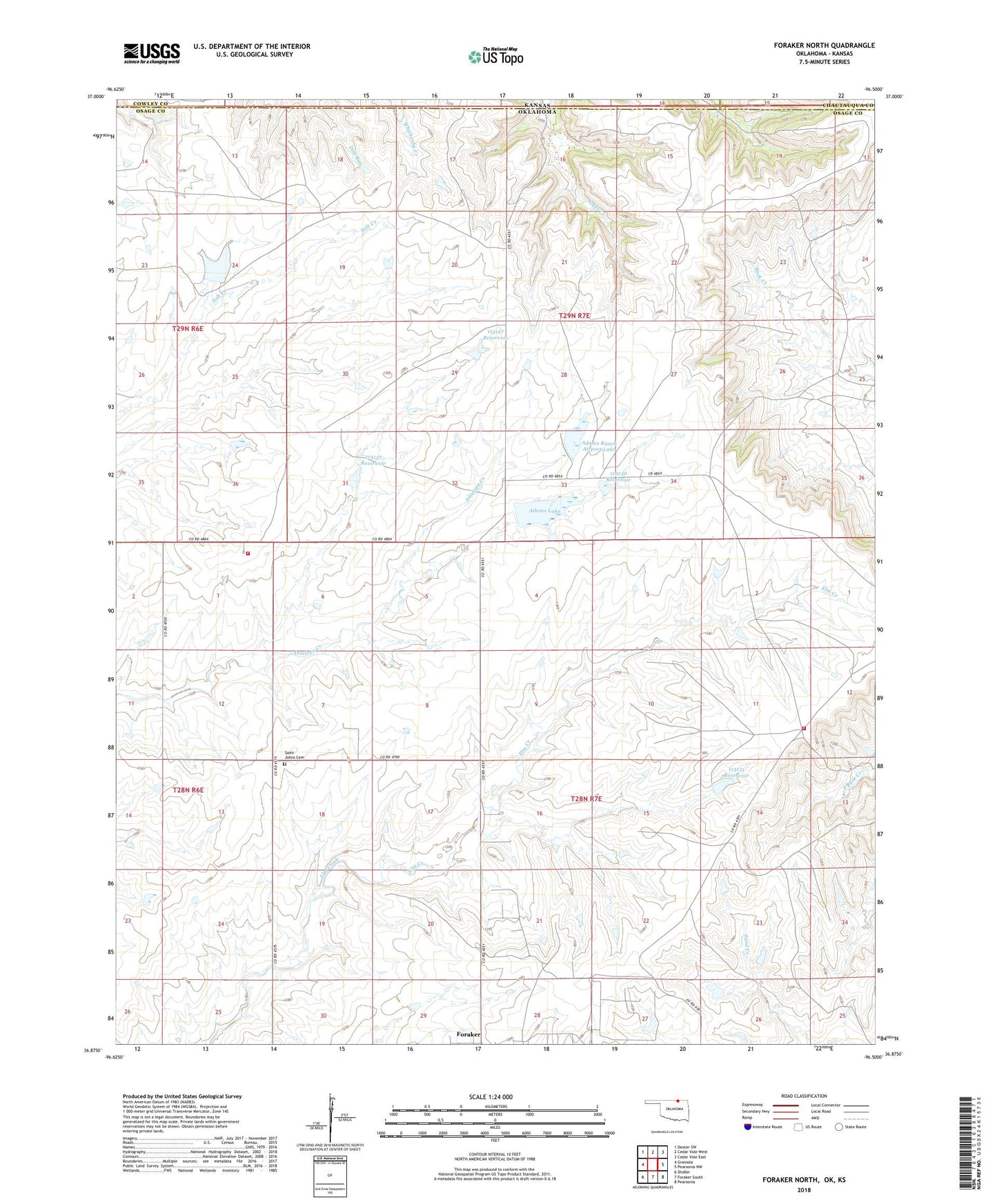 Foraker North Oklahoma US Topo Map Image