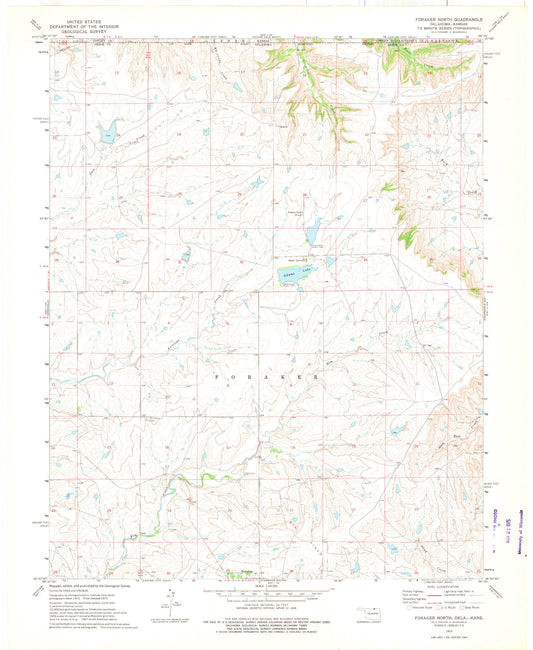 Classic USGS Foraker North Oklahoma 7.5'x7.5' Topo Map Image