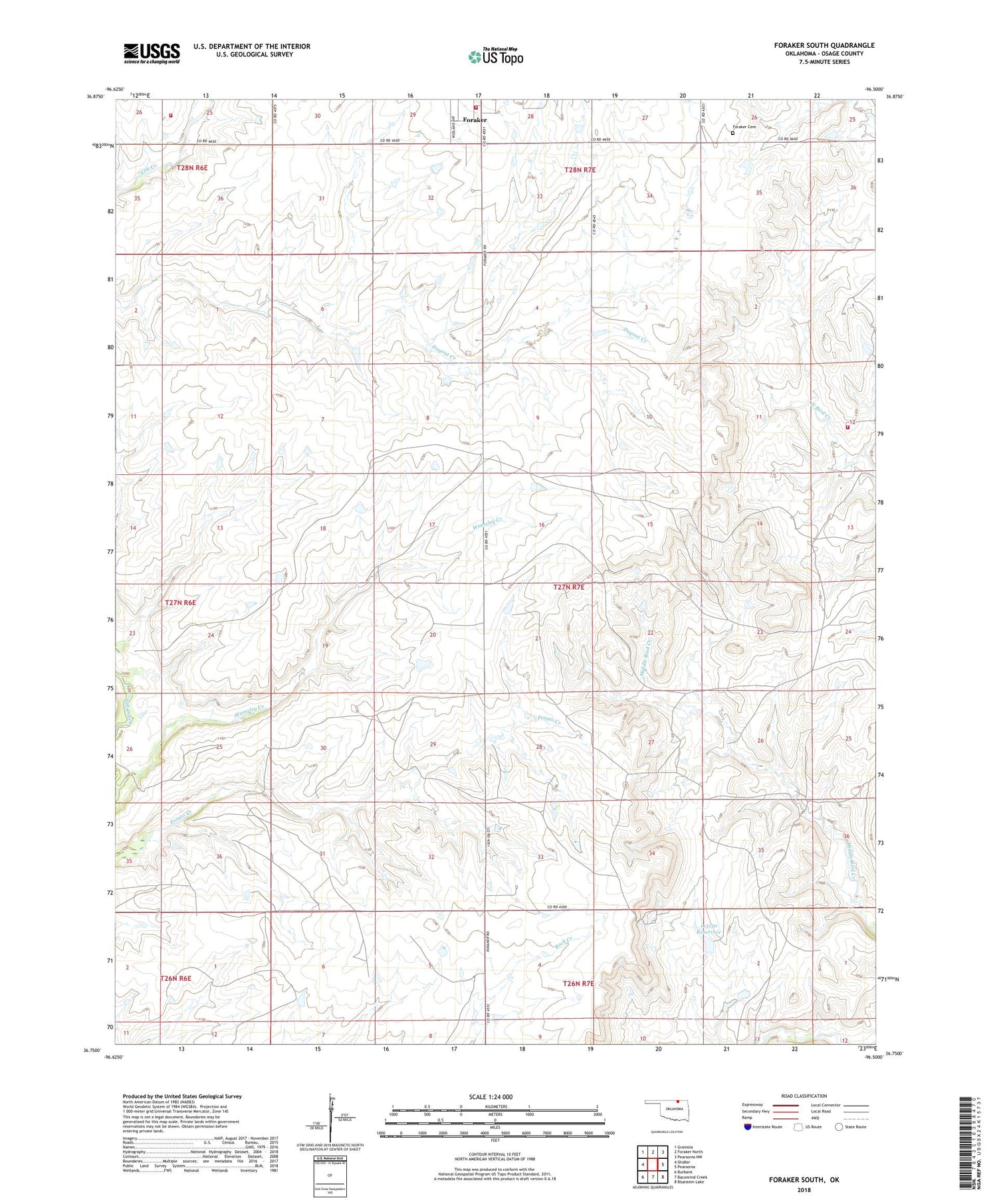 Foraker South Oklahoma US Topo Map Image
