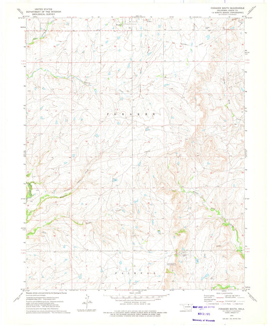 Classic USGS Foraker South Oklahoma 7.5'x7.5' Topo Map Image