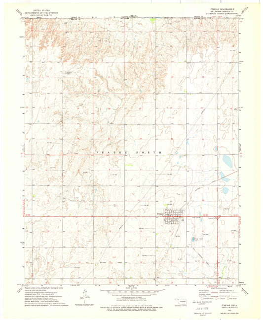 Classic USGS Forgan Oklahoma 7.5'x7.5' Topo Map Image