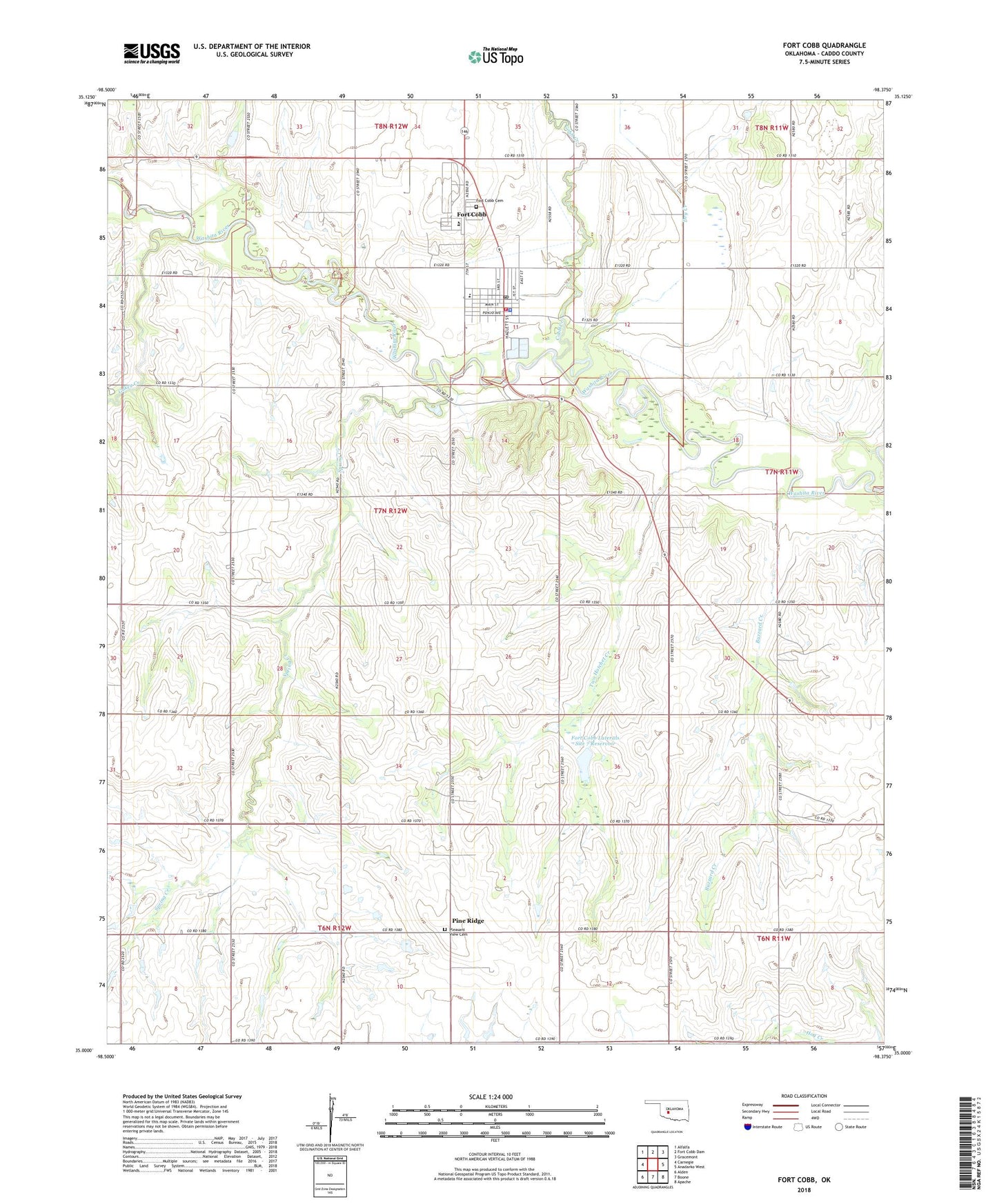 Fort Cobb Oklahoma US Topo Map Image