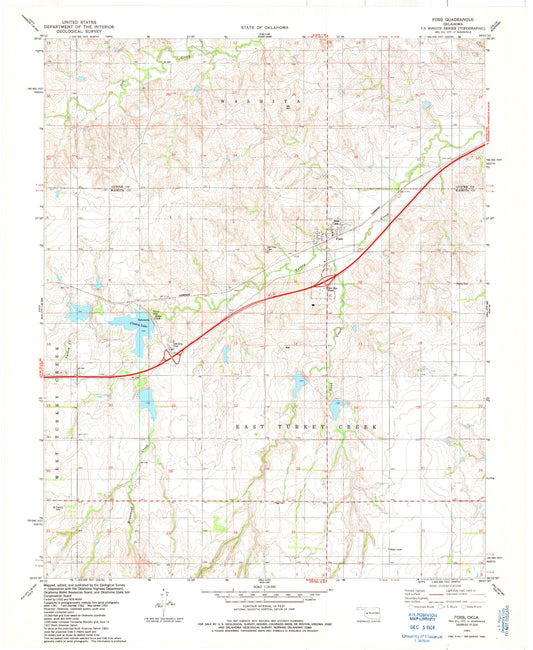 Classic USGS Foss Oklahoma 7.5'x7.5' Topo Map Image