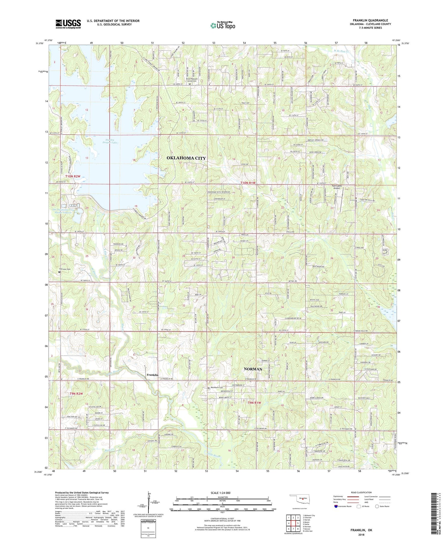 Franklin Oklahoma US Topo Map Image