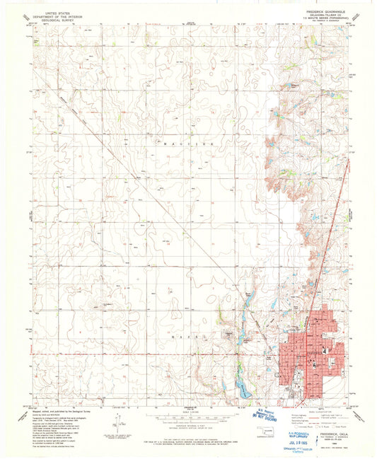 Classic USGS Frederick Oklahoma 7.5'x7.5' Topo Map Image