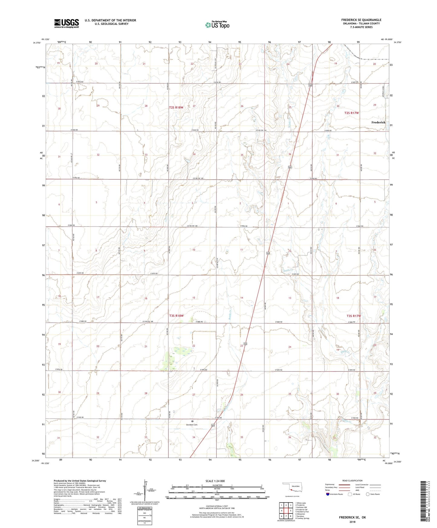 Frederick SE Oklahoma US Topo Map Image
