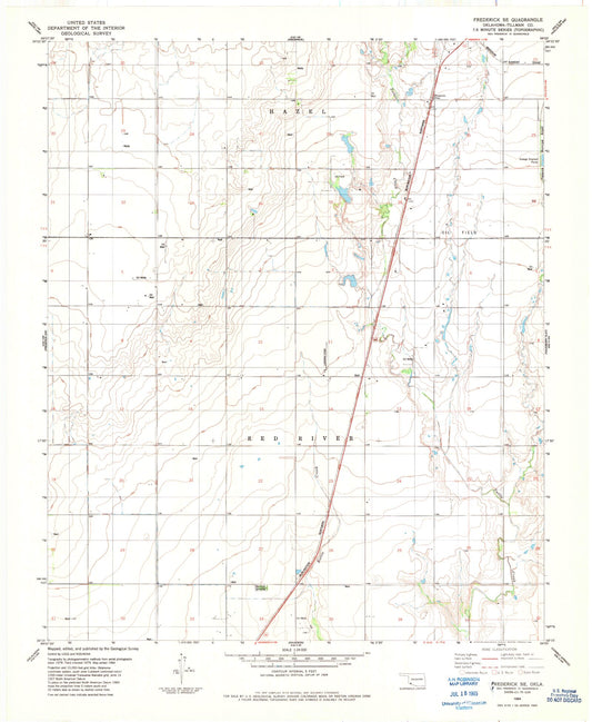 Classic USGS Frederick SE Oklahoma 7.5'x7.5' Topo Map Image