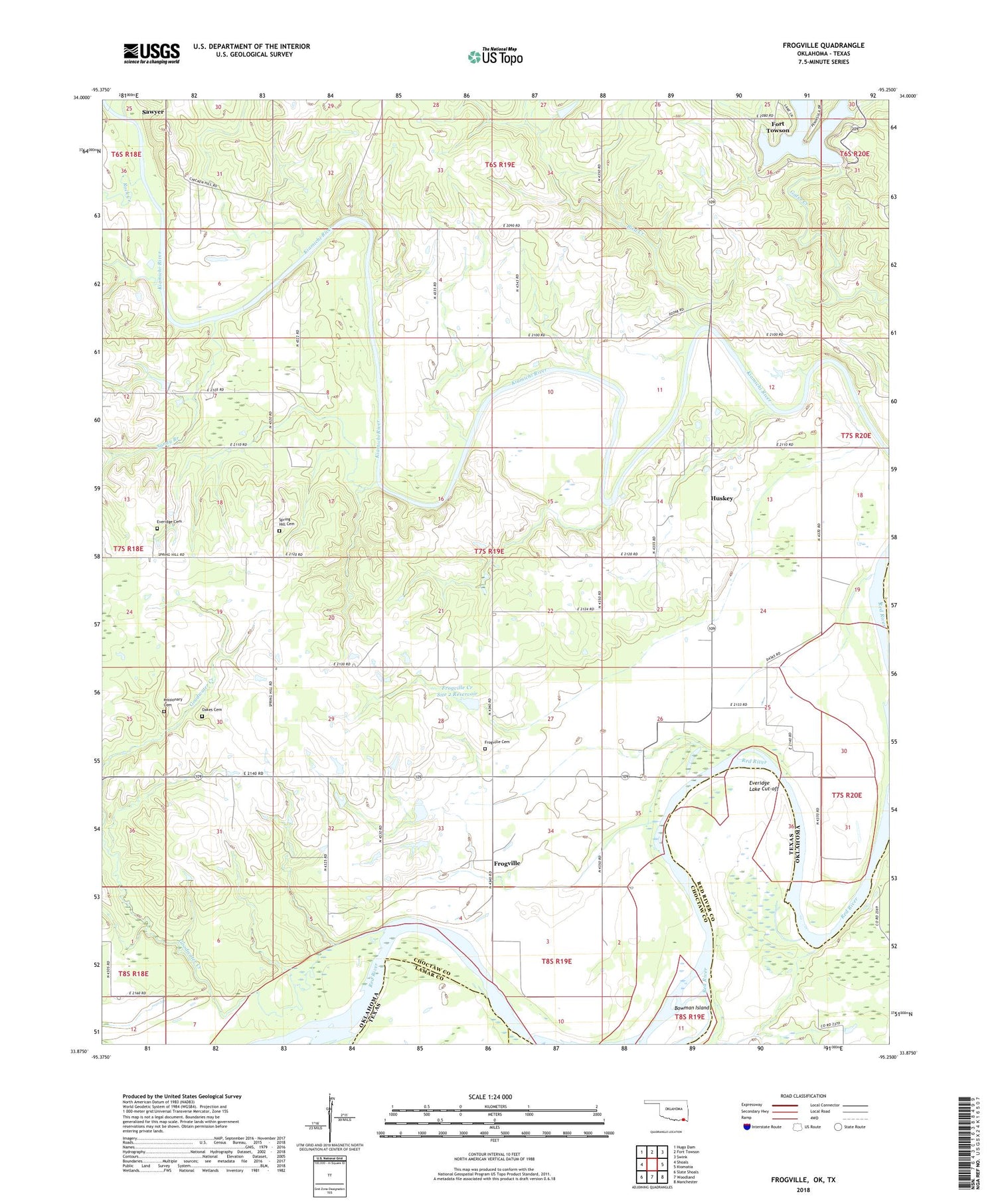 Frogville Oklahoma US Topo Map Image