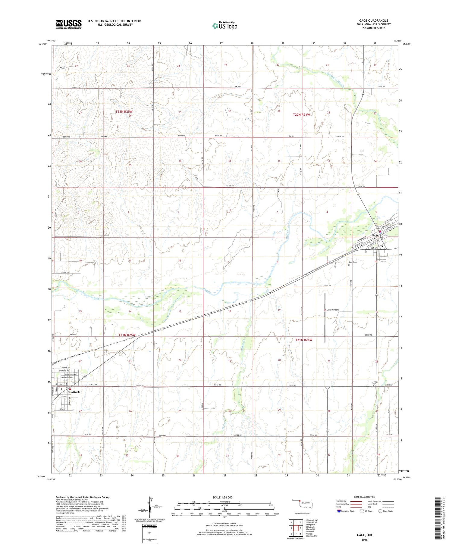 Gage Oklahoma US Topo Map Image