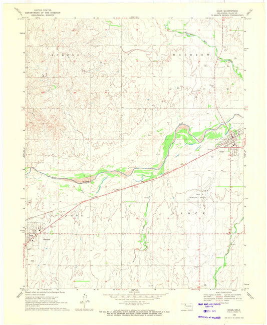 Classic USGS Gage Oklahoma 7.5'x7.5' Topo Map Image