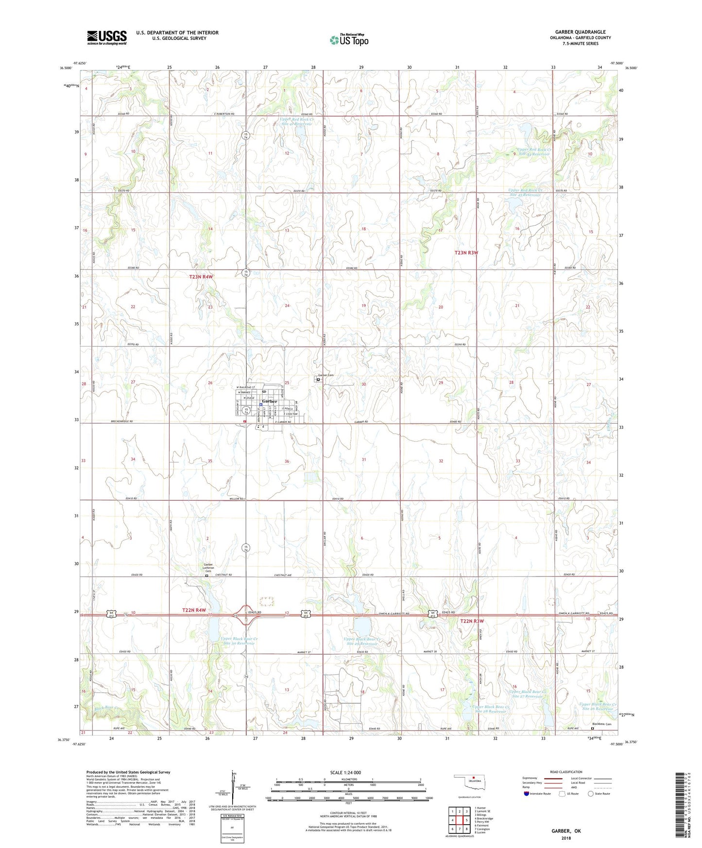 Garber Oklahoma US Topo Map Image
