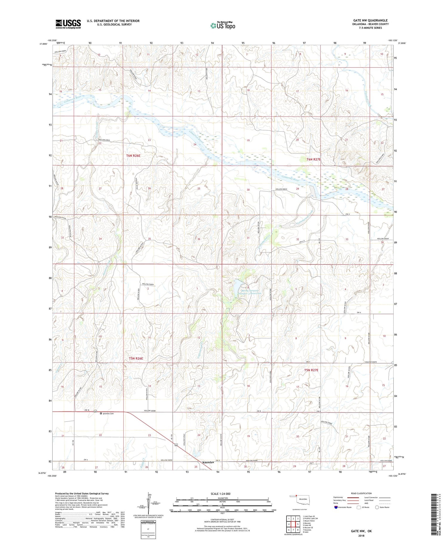 Gate NW Oklahoma US Topo Map Image