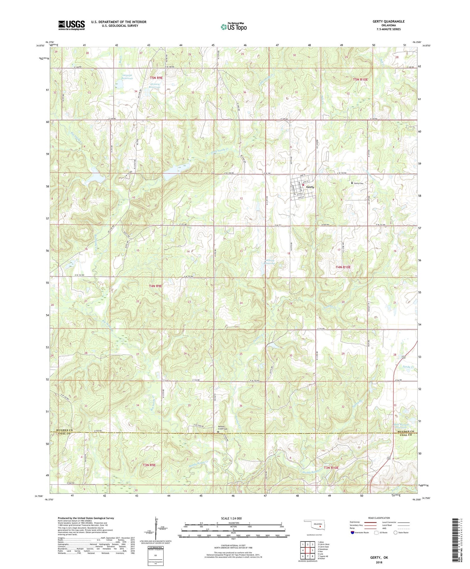 Gerty Oklahoma US Topo Map Image