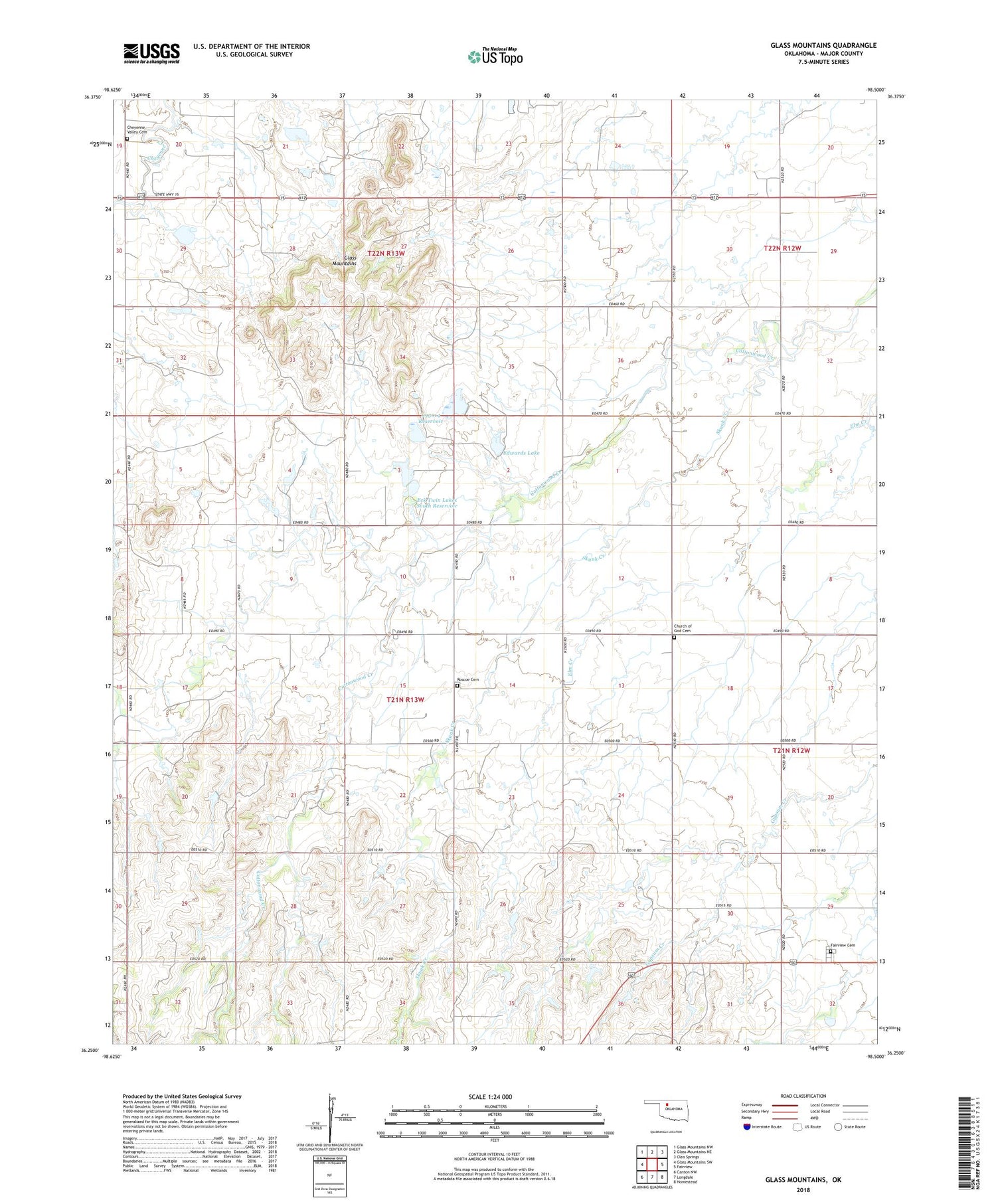 Glass Mountains Oklahoma US Topo Map Image