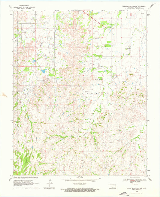Classic USGS Glass Mountains SW Oklahoma 7.5'x7.5' Topo Map Image