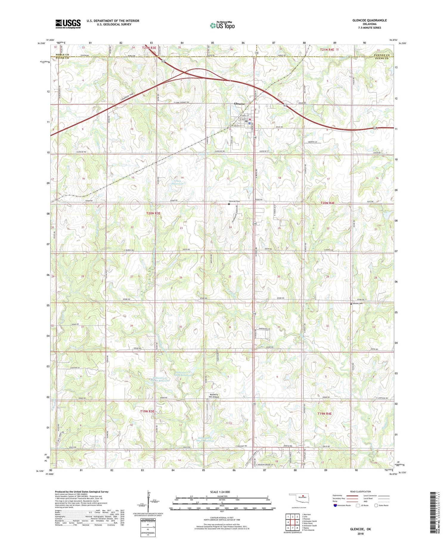 Glencoe Oklahoma US Topo Map Image