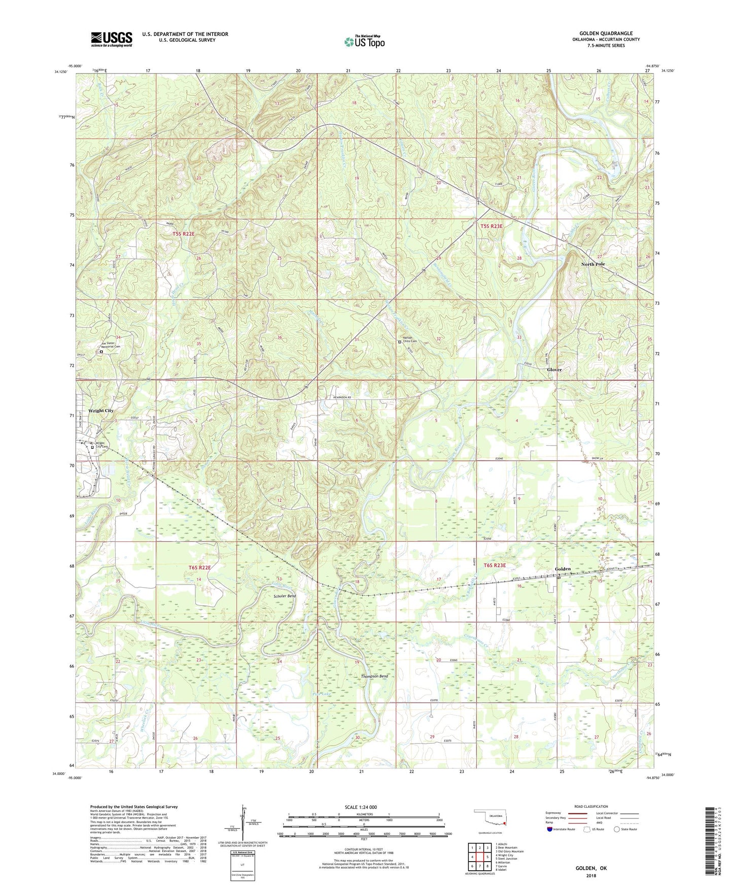 Golden Oklahoma US Topo Map Image