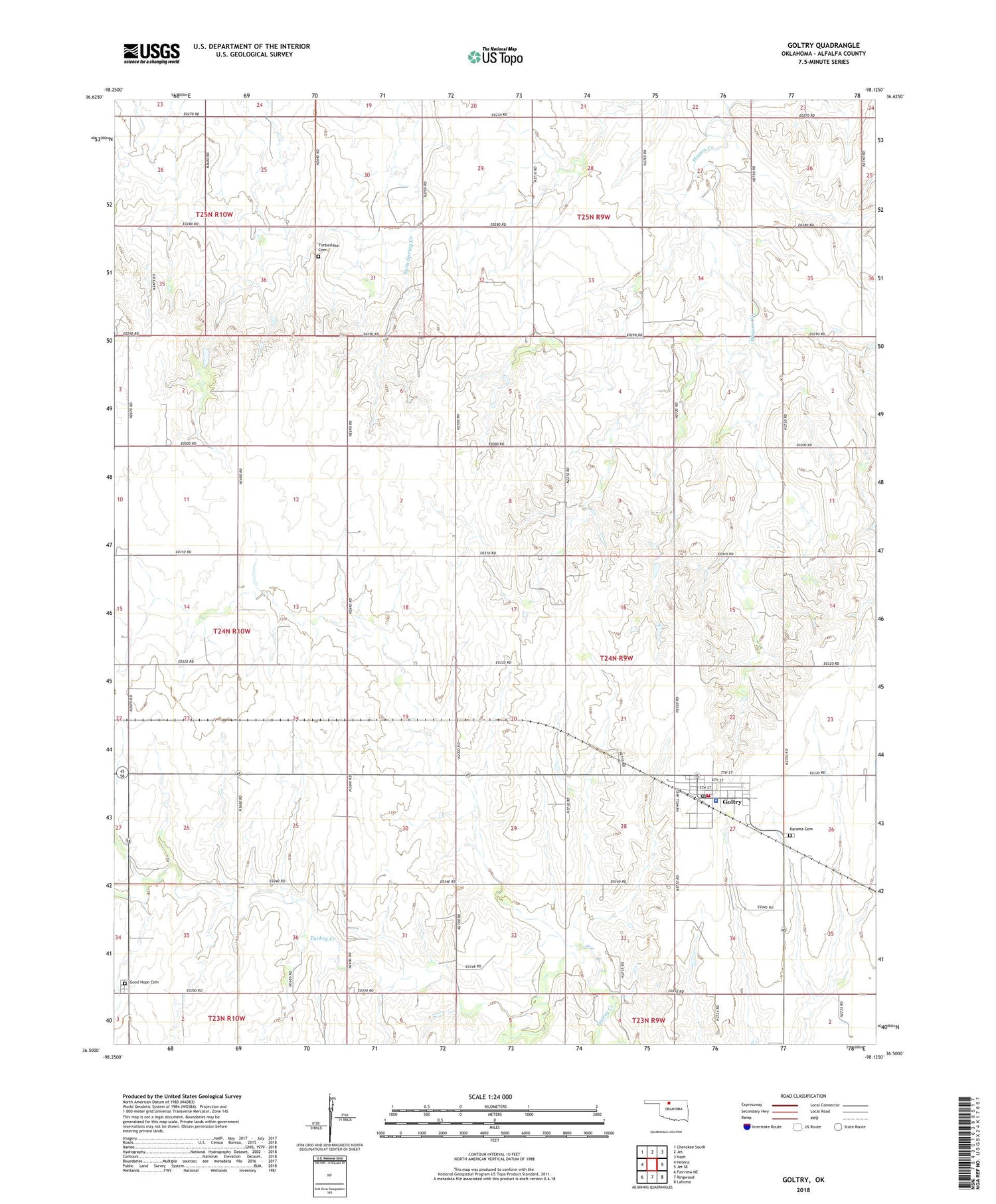Goltry Oklahoma US Topo Map Image
