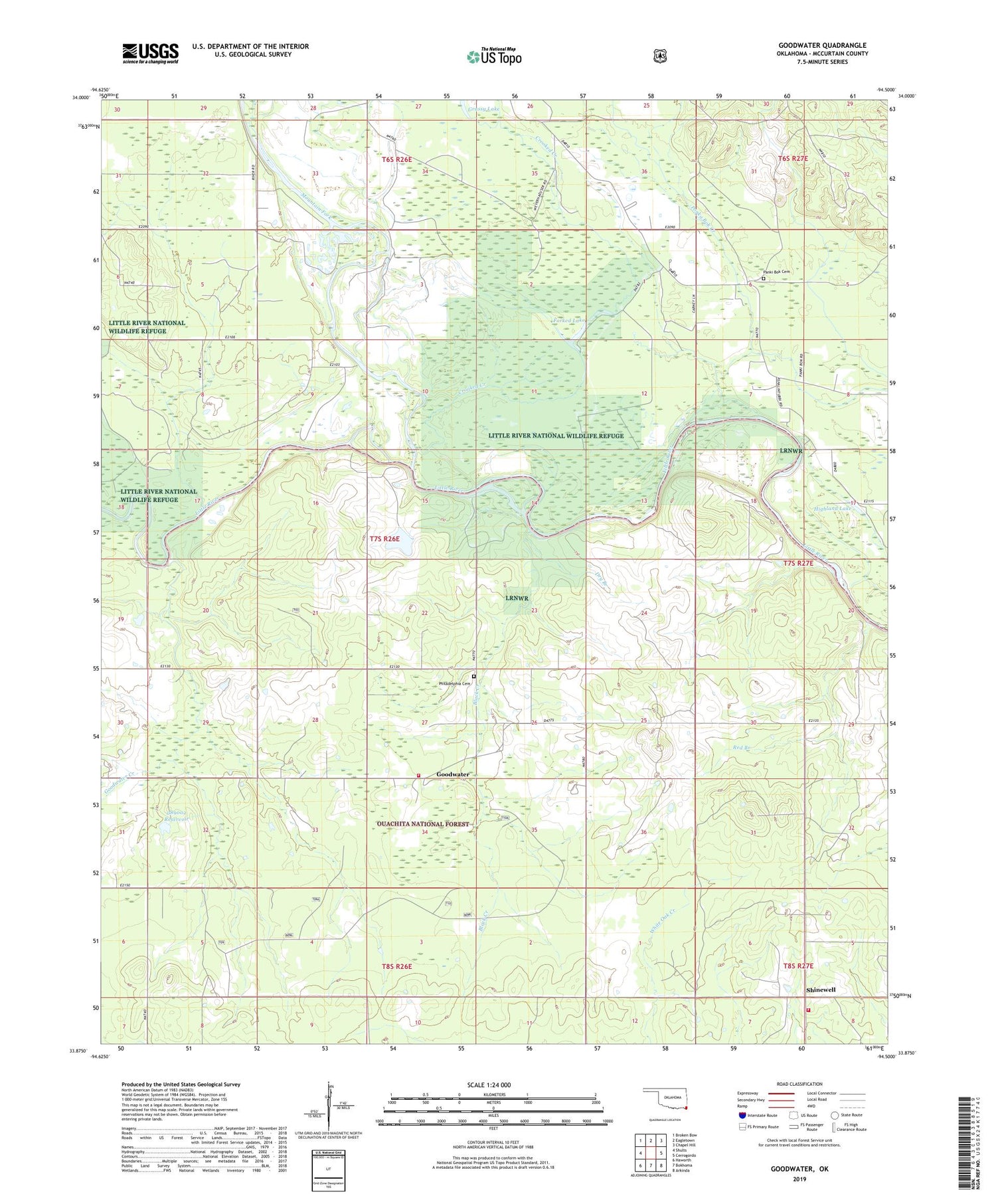 Goodwater Oklahoma US Topo Map Image