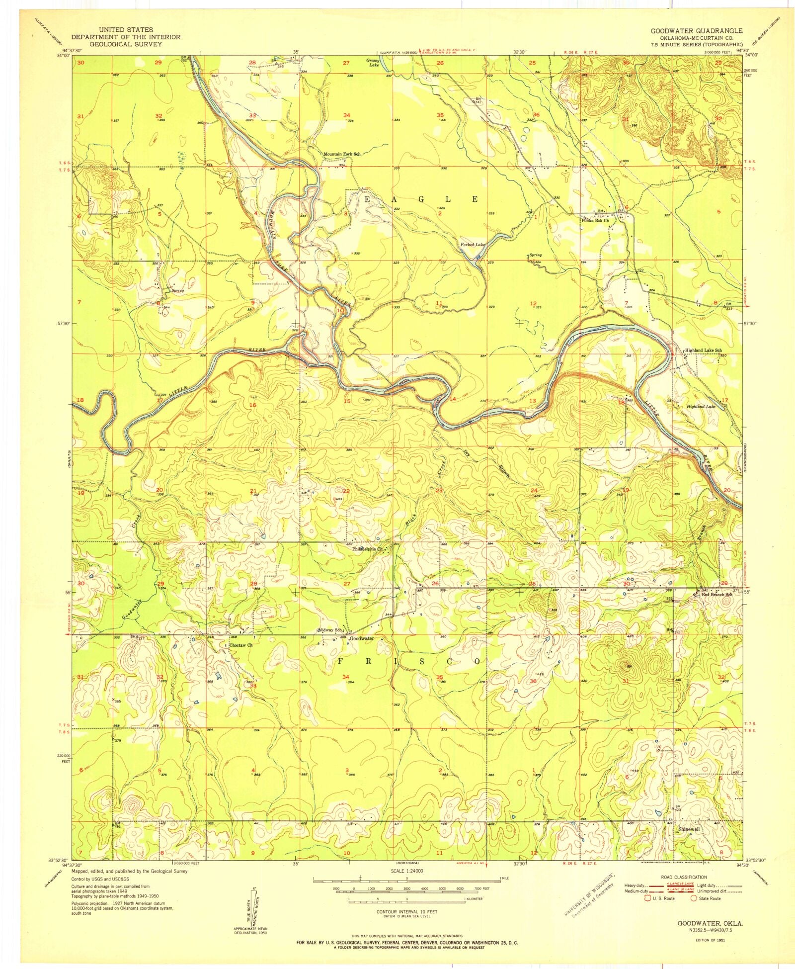 Classic USGS Goodwater Oklahoma 7.5'x7.5' Topo Map MyTopo Map Store