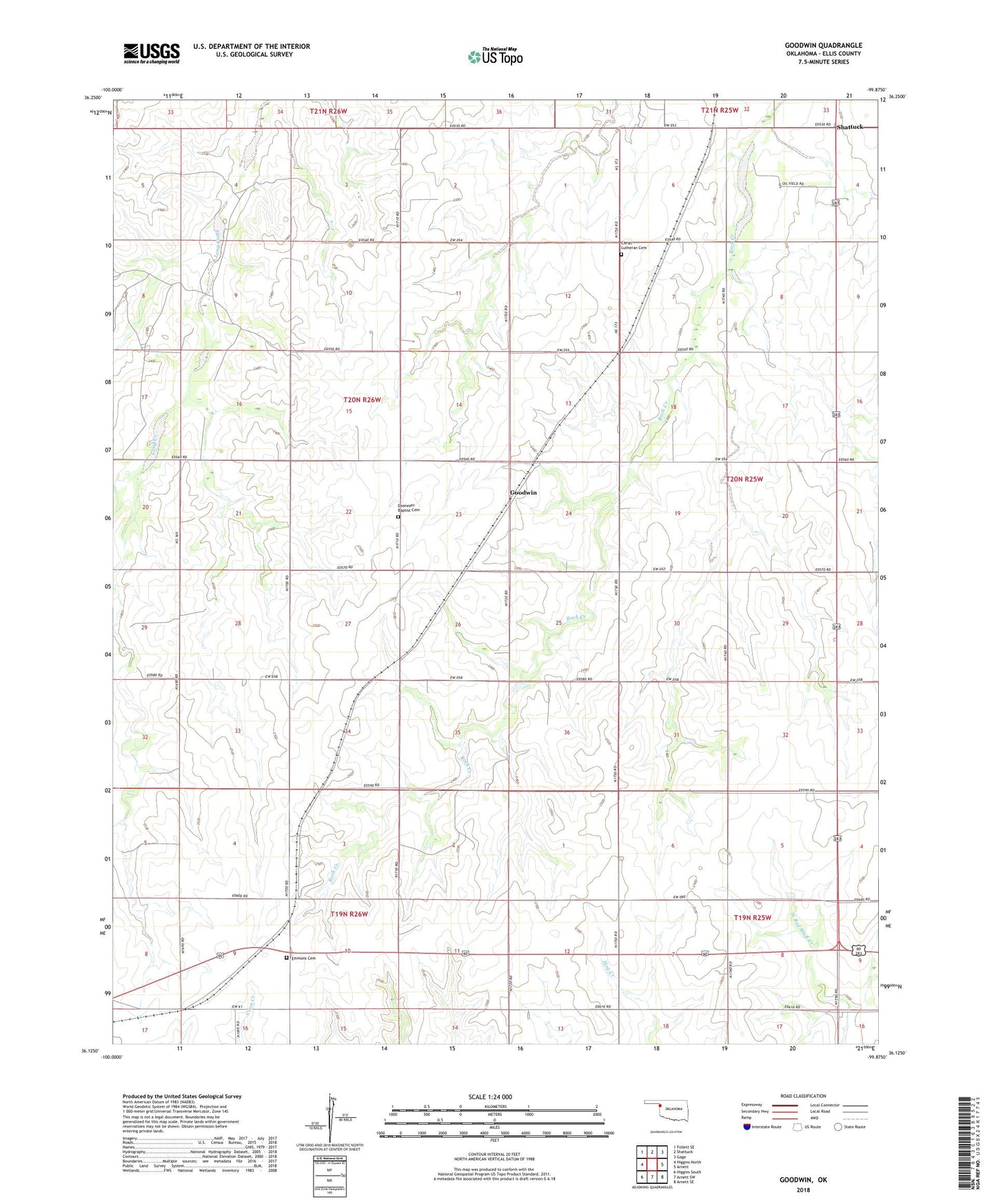 Goodwin Oklahoma US Topo Map Image